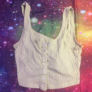 Green Button up Crop top XS
